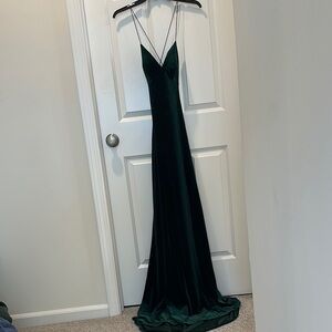 Elegant velvet Green Evening Gown